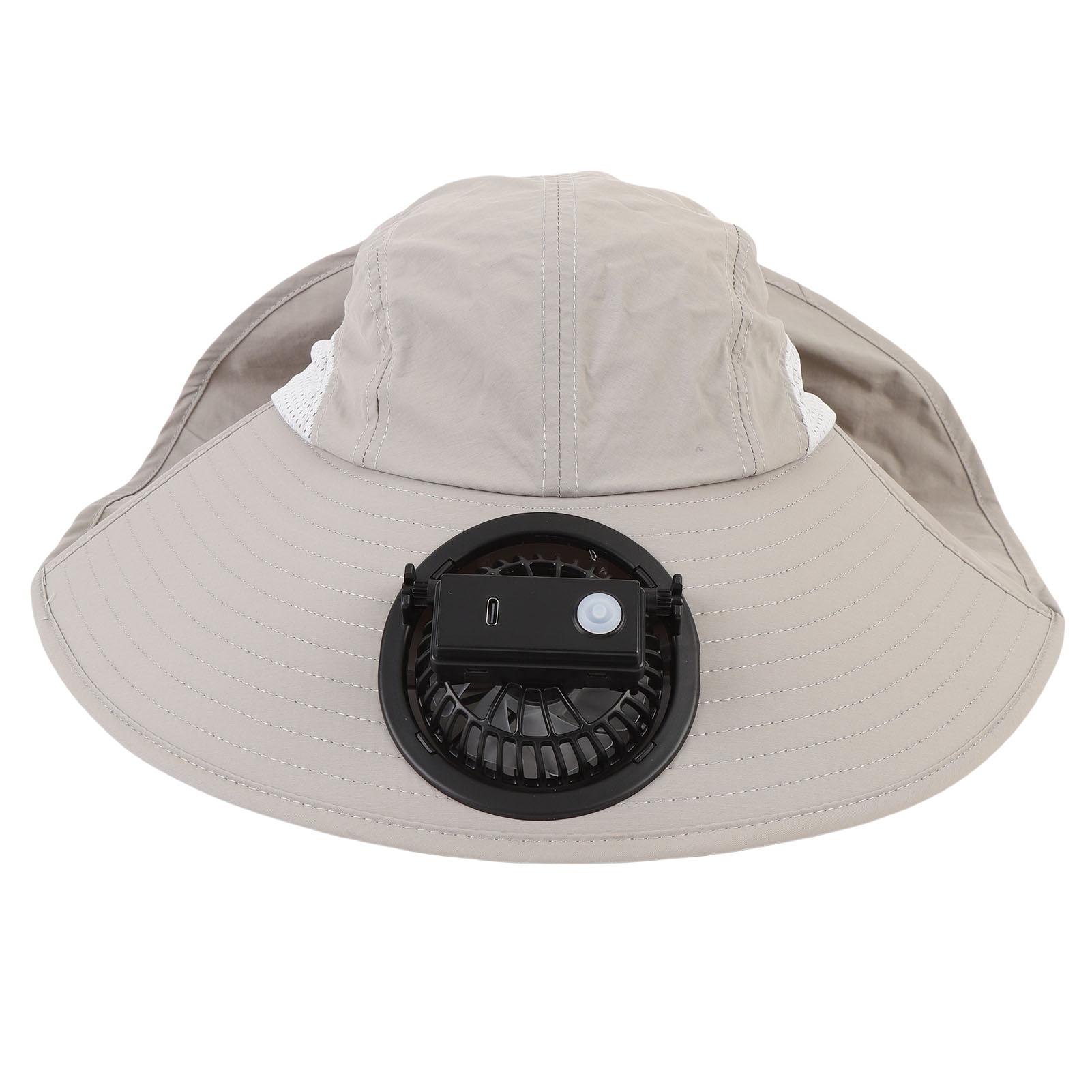 

Шляпа от солнца с широкими полями и вентилятором, зарядка USB, уличная шляпа с вентилятором, регулируемая скорость ветра, светло-серая