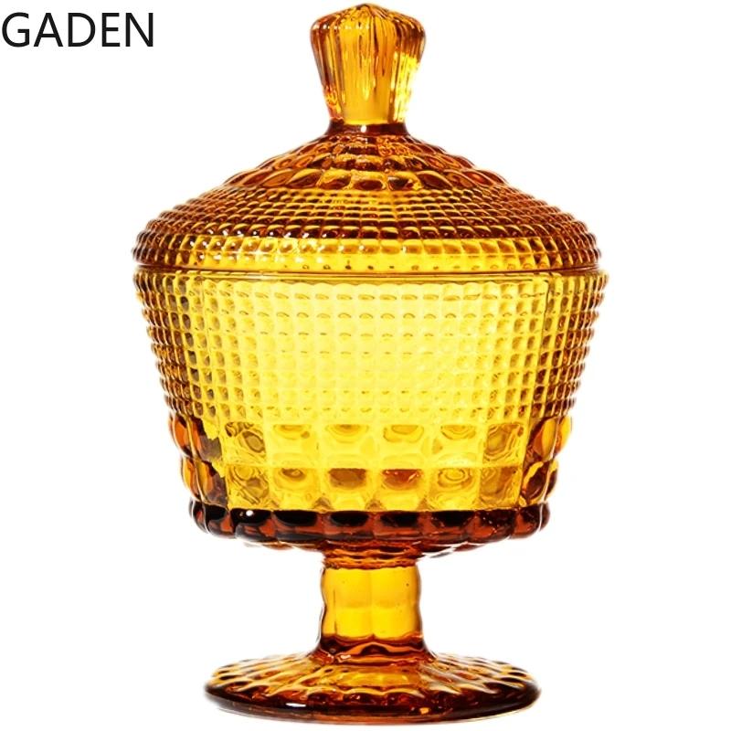 Stained Glass Candy Jar European Retro Storage Jar with Lid Storage Jar Household Storage Box Home Decoration Accessories