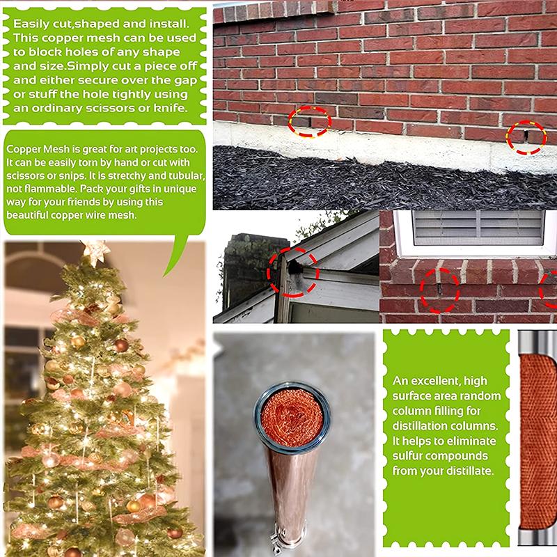 1 Roll Wire Cloth For Wall Cracks Rodent Proof Mesh Durable Pure Copper Filled Wire Mesh DIY Multiple Options Available