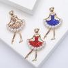 Broche elegante con forma de chica de baile, diamantes de imitación brillantes con incrustaciones de perla de imitación, Pin para traje, insignia de solapa, regalo de joyería, accesorios de abrigo