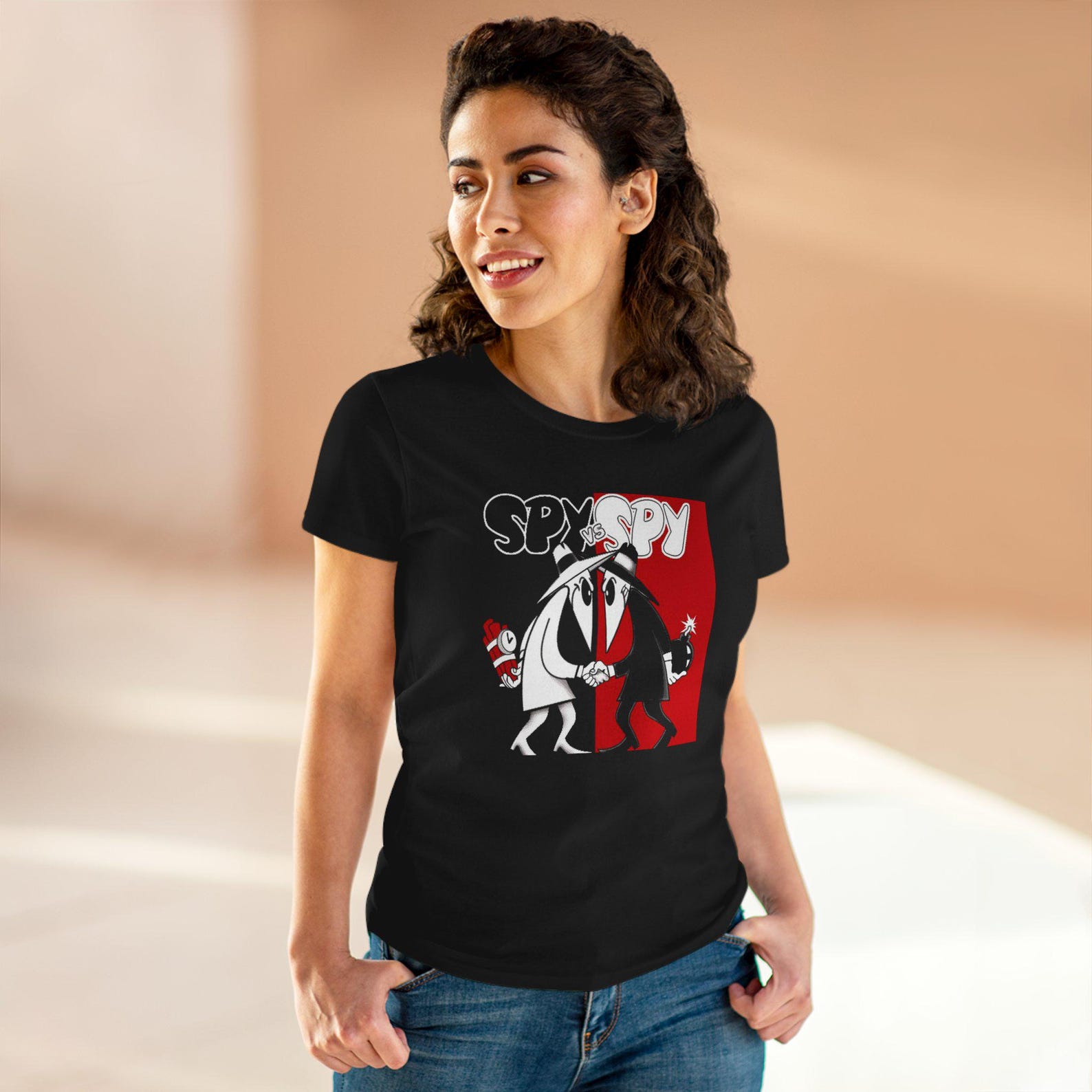 Spy vs Spy Women s Black T-Shirt Size S to 2XL XL