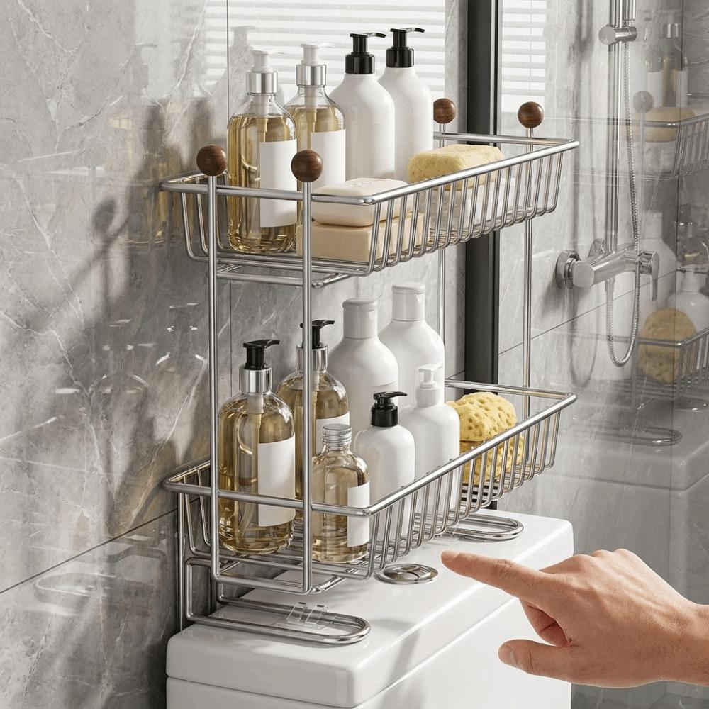 Rustproof Toilet Storage Rack Stainless Steel Bathroom Storage Shelf  Skincare Product Storage