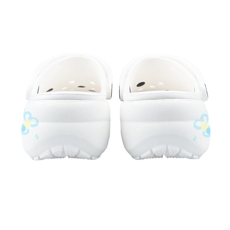 Crocs Classic Platform Clog ZR Zhiran Blue Flower Sea Bow Cute Hole Shoes for Men and Women in White and Blue