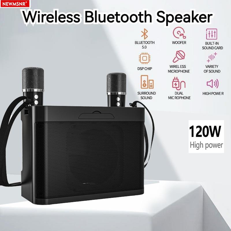 #20W Powerful Wireless Portable Dual Microphones Bluetooth Speaker Hifi Stereo Family Party Karaoke Subwoofer Boombox gifts 2025