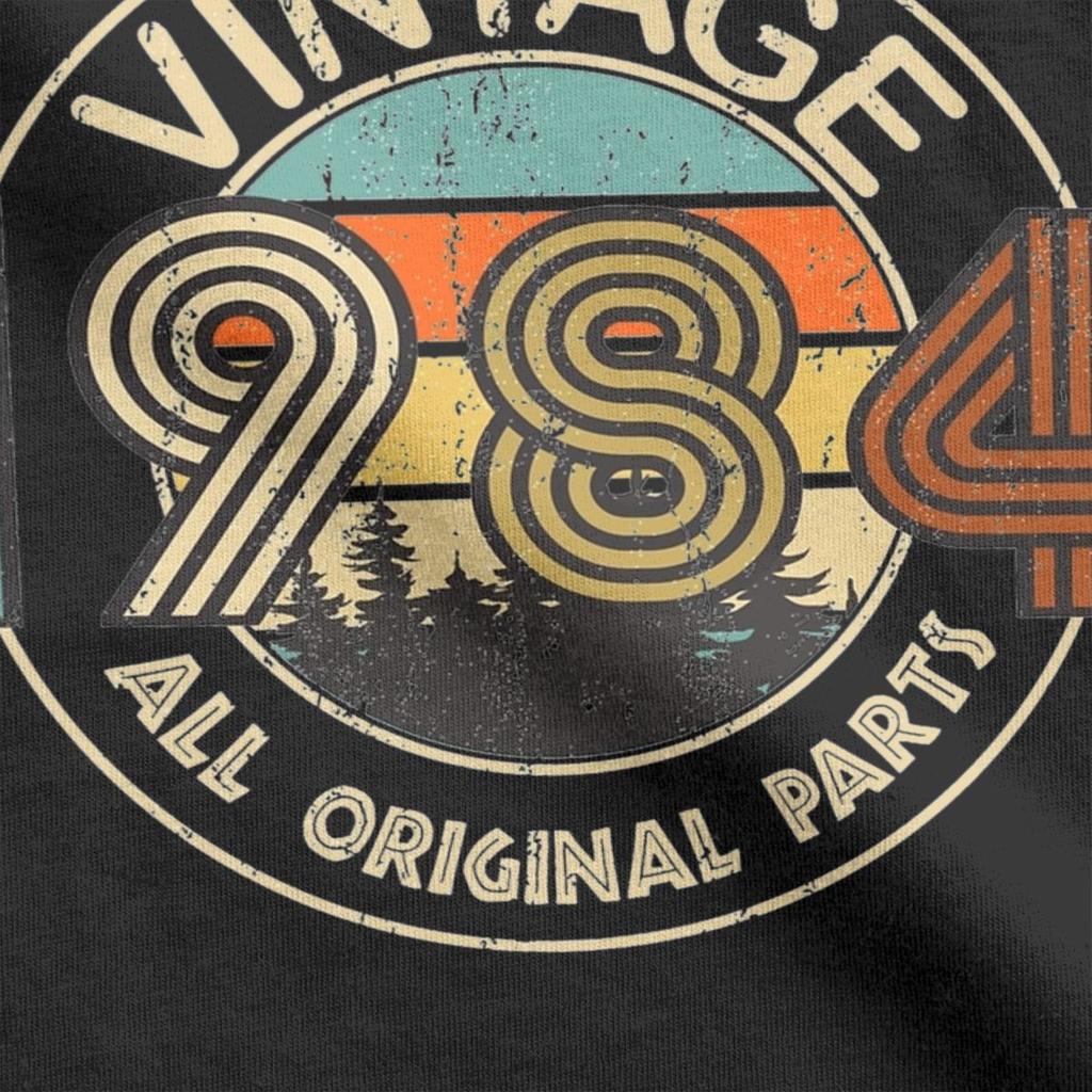 Unique Vintage 1984 All Original Parts Birthday Gift T-Shirts Men O Neck Cotton T Shirt 40 Years Old Tee Shirt Gift Tops