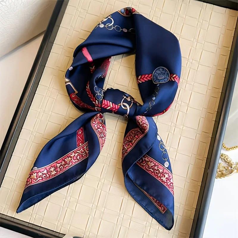 New Fashion 70X70Cmprinted Women'S Scarf Pashmina Silk Scarf Square Shawl Decorative Headband Neck Luxury Design Bandana