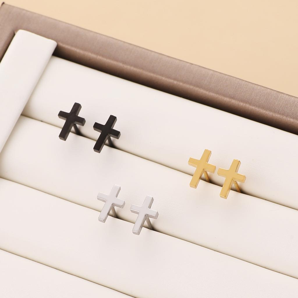 new fashion stainless steel cross earrings product temperament all match birthday anniversary earrings small gift