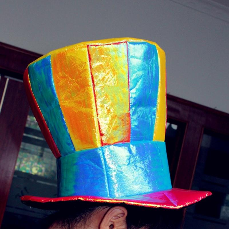 Vintage Platt Topp Clownhatt för Män Tjock Vintage Julfest Showhatt