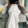 Chinese Style Jacquard Wide Leg Satin Pants for Ladies Luxury Solid Office Lady Ladies's Daily Loose Pants Female