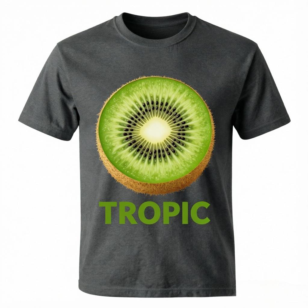 Unisex 100 Cotton Oversize T Shirt Tropic Realistic Kiwi Slice Print Casual Summer Short Sleeve Tee
