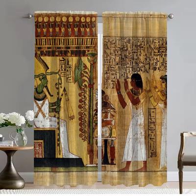 Heminredningsgardiner för vardagsrummet Forntida egyptisk farao Halloweendekoration Mörkläggningsgardin för rum 2 paneler Rullgardiner