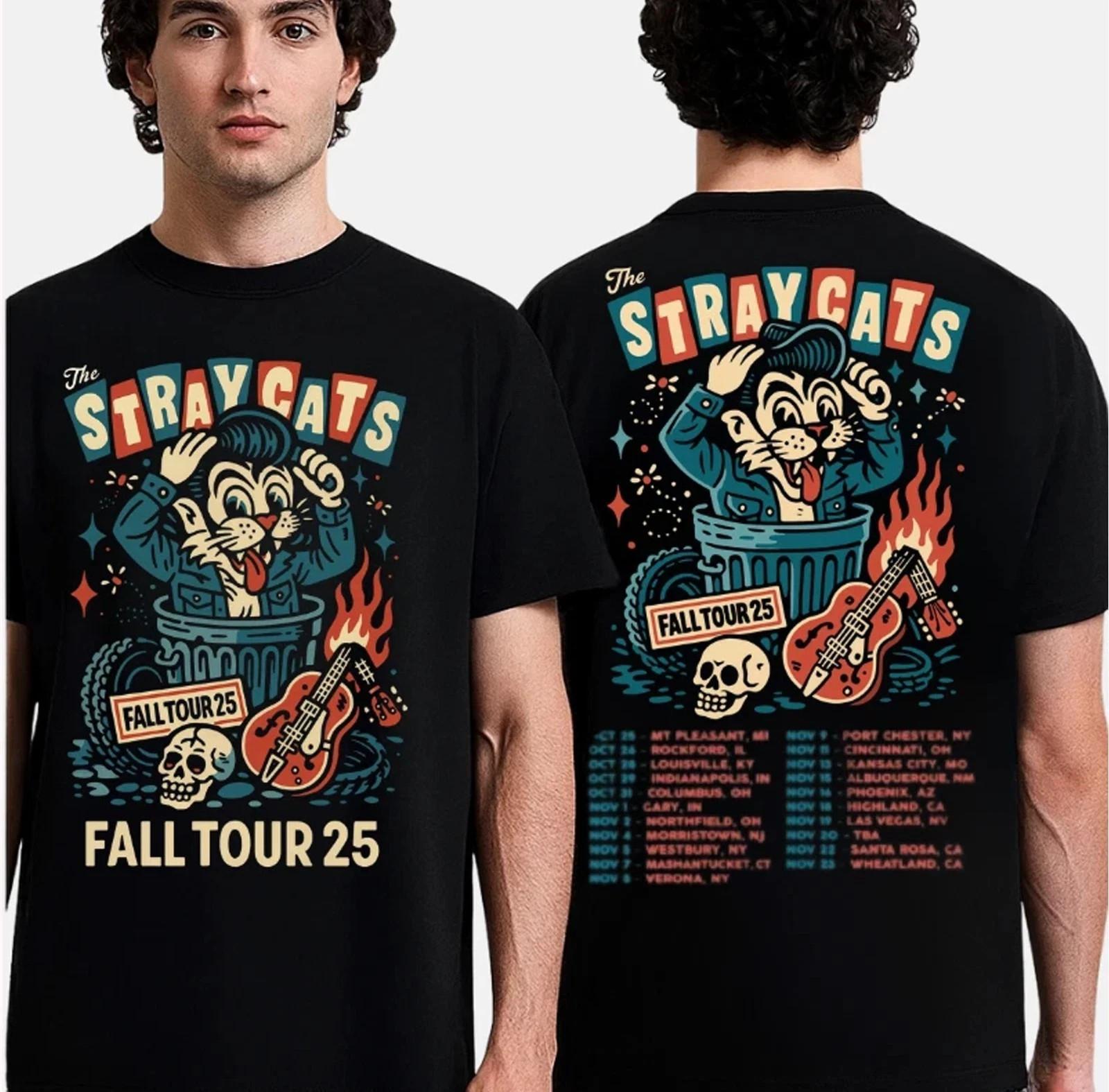 New The Stray Cats 2025 Fall Tour T-Shirt Mens Womens Tees Top M