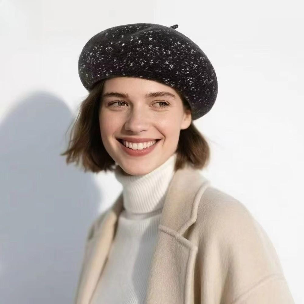 Knitted Beret Hat Wool Blend Pumpkin Beanie Fashion Painter Cap