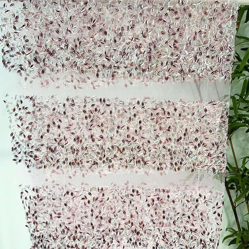 

1yards Embroidered Sequin Fabric for DIY Vertical Beaded Embroidered Cloth T-Table Clothing Dress Wedding Dresses Sewing Cloth 1Yard