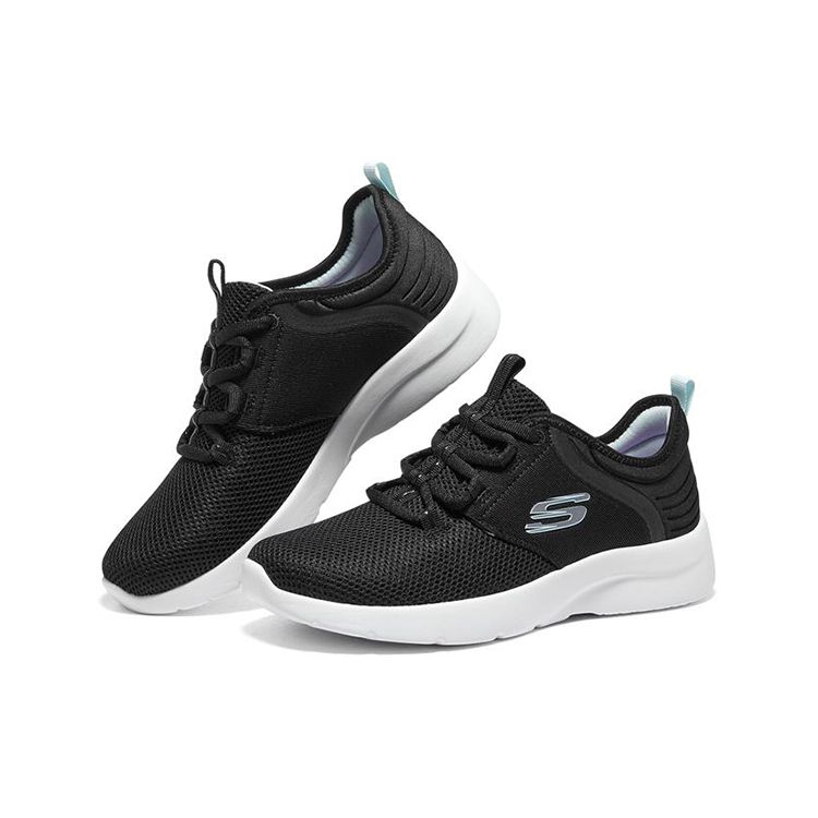 Skechers Dynamight 2.0 Cushioning Mesh Synthetic Leather Low Top Running Shoes Women Sneaker Black Green 149547-BKAQ