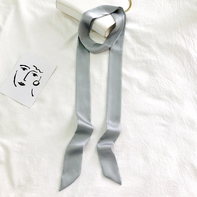 5x200cm Long Skinny Hair Scarf For Women Silky Satin Headband Cute Neckerchief Solid Colors Fashion Bag Scarves For Ladies