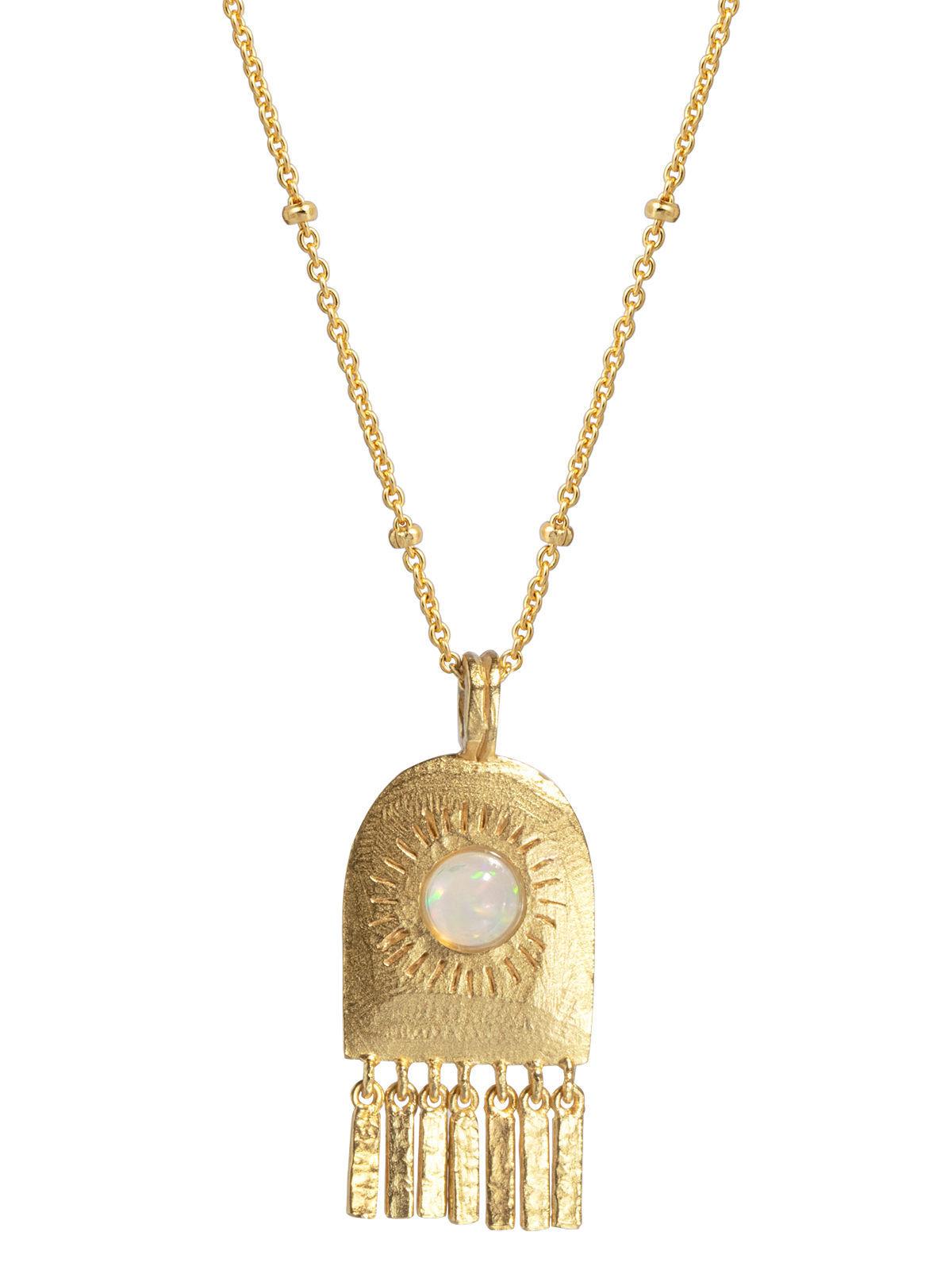 

Natural Opal Stone Fringed Necklace New Light Luxury High-End Collarbone Chain Niche Design Sweater Neck Chain