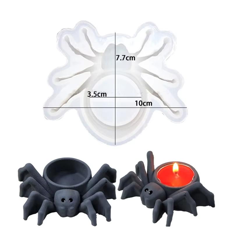 Halloween Candle Holder Mold 3D Spider Silicone Molds Gothic Spider Decor Candlestick Mold Candle Cup Mold For DIY Wedding Home