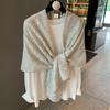 Silk Scarf Women's Summer Korean Version Versatile Thin Gauze Cotton and Linen Scarf Blue Feather Fringed Beach Towel Sun Protection Shawl