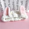 Custom Logo OMG Bowknot Wash Face Hairband Rabbit Cat Ear Cute Plush Lady Soft Women Elastic Hair Band Flannel Make up Headbands