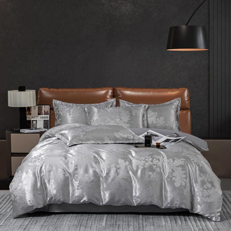 2025 New European Light Luxury Jacquard Four-piece Set, Satin Silk Quilt Cover, Bed Sheet Single Double Four-piece Set