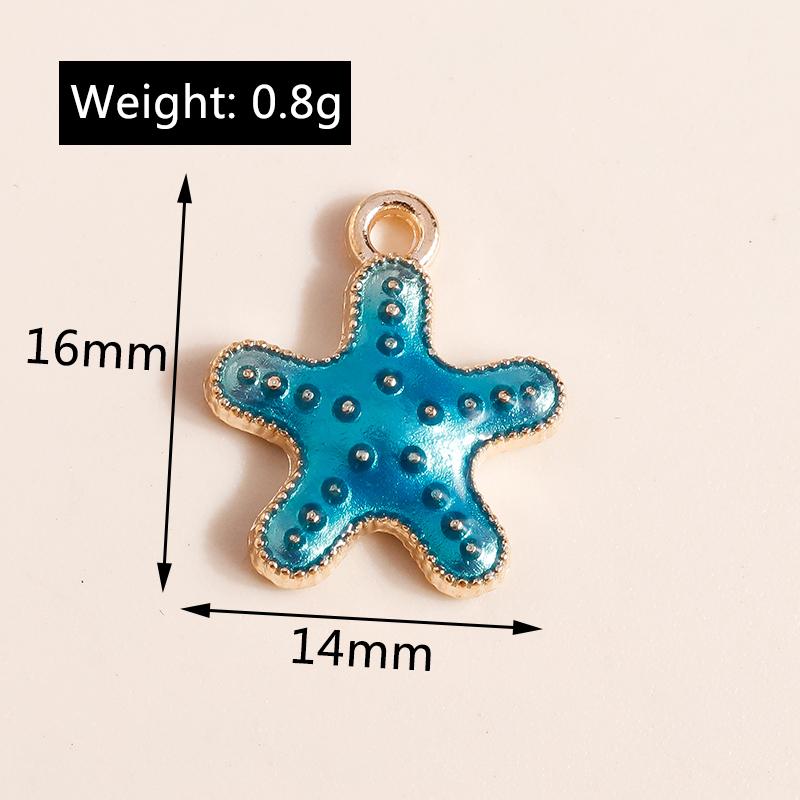 Leslie 10pcs Mix Cute Enamel Marine Organism Starfish Charms Pendants of Necklace Earrings Keychain Handemade DIY Jewelry Making