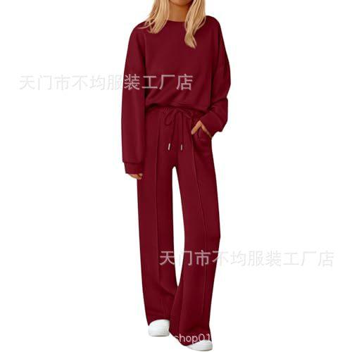 European and American women's clothing is popular, autumn and winter knitted sweater wide-leg pants casual two-piece set