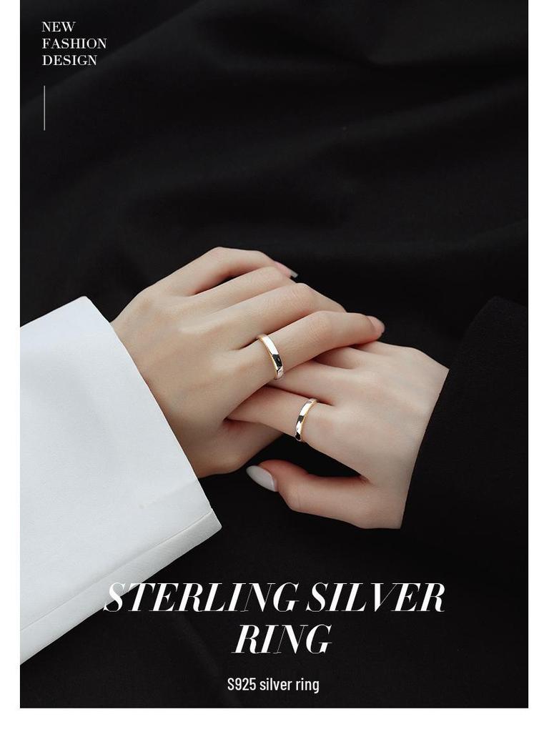 Banyan Tree S925 Silver Couple Rings – Classic Smooth Love Bands for Index Finger