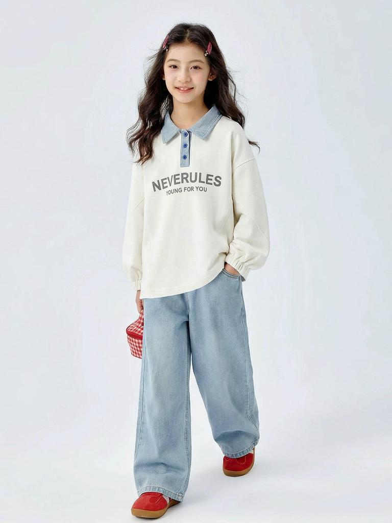 Girls' 2026 Spring/Autumn Sweatshirt & Pants Set - Stylish Two-Piece Outfit for Big Kids
