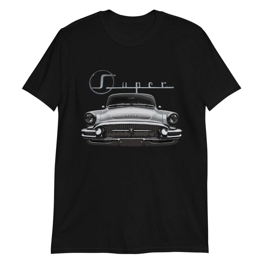 

1955 Buick Super Antique Car Short-Sleeve 100% Cotton T-shirt Mens Tees Top 3XL