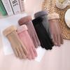 Thermal Gloves Autumn and Winter Gary Lady Outdoor German Velvet Thickened Velvet Imitation Rabbit Fur Mouth Gloves