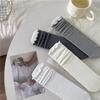 Women's Ribbed White & Gray Lace Trim Socks - Trendy Miu Style