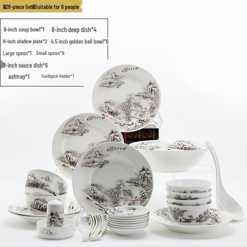 

Snow Scene Ceramic Dinnerware Set