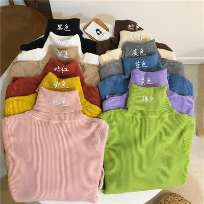 Turtleneck Solid Color Bottoming Sweater Autumn and Winter Sweater Long-sleeved Student Ins Korean Style Sweater Women's Pullover Top for Women