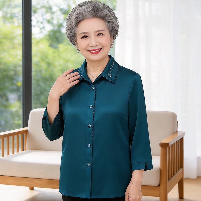 Stylish Seven-Sleeve Summer Top for Middle-Aged and Elderly Women