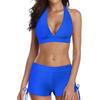 Women's Swimsuit Sexy Boxer Shorts Solid Color Patchwork Back Cross Bikini Swimsuit