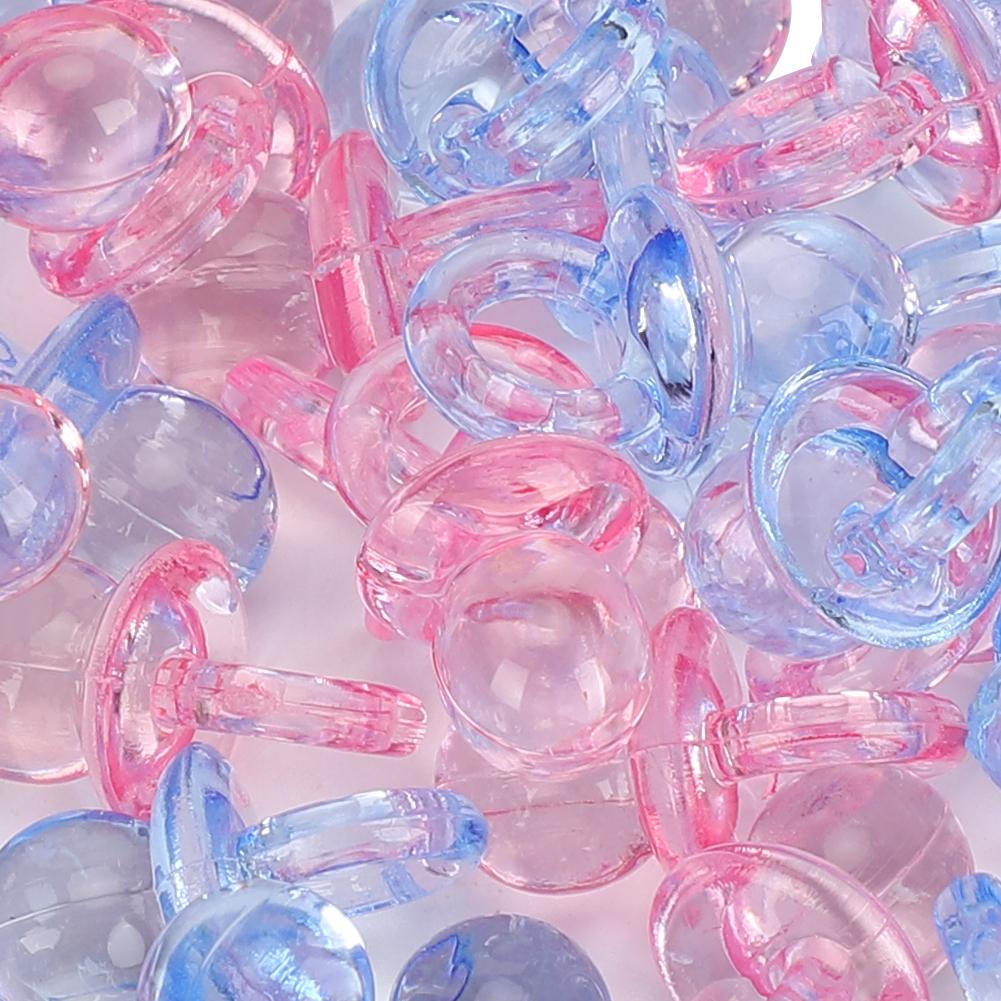 100Pcs Acryl Schnuller Geburtstag Party Dekoration Baby Taufe Beruhigende Mini Farbe Spielzeug