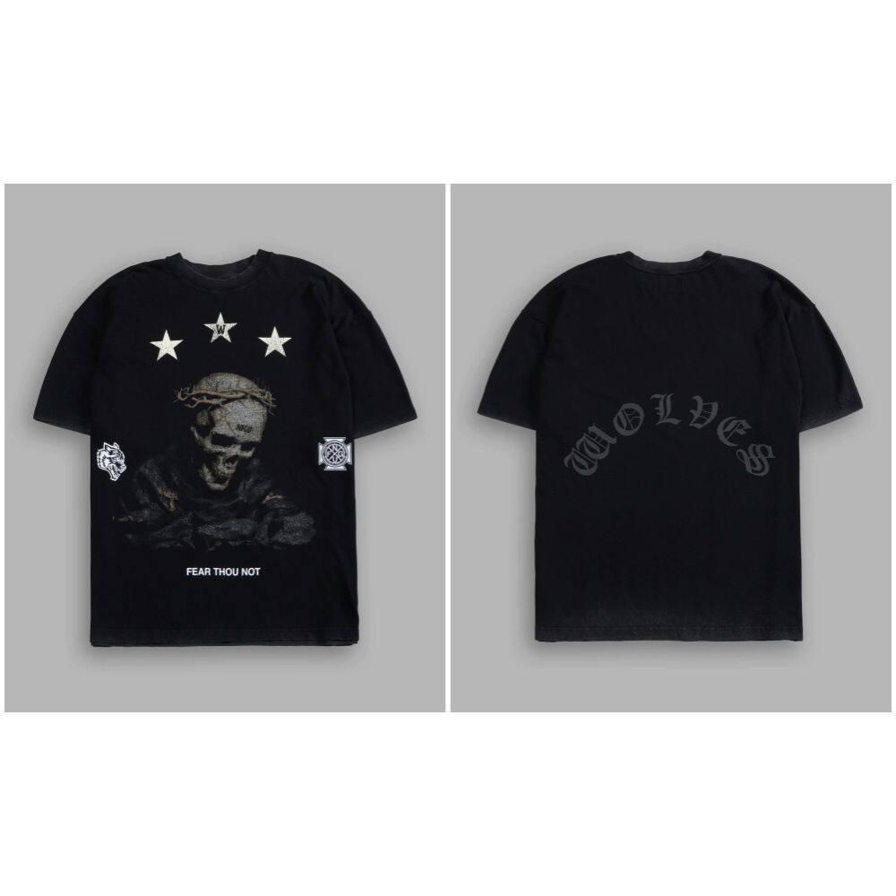 2026 Wolf Head New Short Sleeve Mens And Womens American Sports Fitness Leisure Loose Printed Round Neck Cotton T Shirt