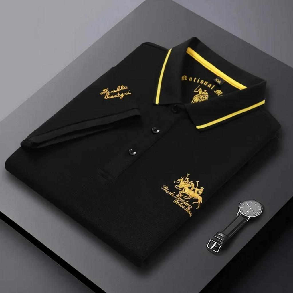 Trend Hub Mens Short Sleeve Embroidered Polo Shirts Breathable Lightweight Shirt Luxury Top Casual Lapel T-shirt Men T Shirt Homme