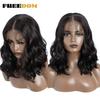 FREEDOM 13X7 Synthetic Lace Front Wigs For Women Short Bob Lace Frontal Wig Natural Curly Wavy Ombre Brown Blonde Cosplay Wigs