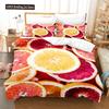 Set Copripiumino Frutta Stampa 3D Limone Fresco Arancia Fragola Ciliegia King Queen Per Bambini Ragazzi Ragazze Adolescenti Set Biancheria da Letto in Poliestere