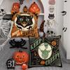 1Pc/4Pcs Retro Halloween Decoration Cushion Cover, Scary Cat, Pumpkin Head, Skull Trick Or Treat Sofa Decoration Cushion Cover