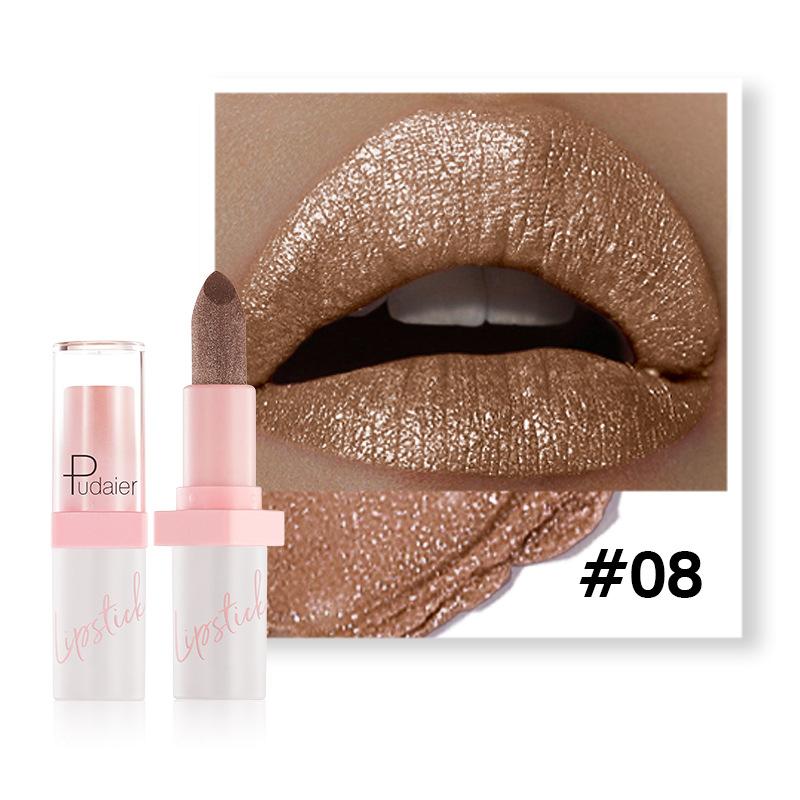 Lila Roter Lippenstift Glitzer Metallischer Lippenstift Hohe Pigmentierung Perlmutt Diamant Matt Lippenstift Nicht an Tasse haftend Langanhaltender Lippenlack Lipgloss