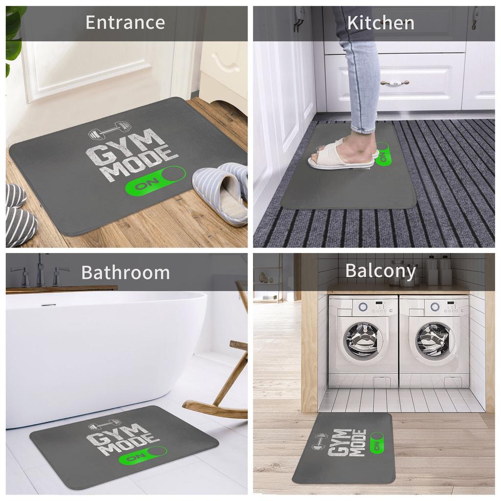 Gym Mode Activated Design Door Floor Kitchen Bathroom Mats Anti-Slip Outdoor Doormat Garden Entrance Rug Carpet Footpad
