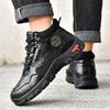 Men's High-Top Round-Toe Fashion Boots Lace-Up Outdoor Hiking Shoes Spring/Fall Thick-Sole Casual Oversized Men's Shoes