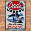 Vintage "Dad'S Garage" Metal Tin Sign,  Retro Wall Art, Classic Car Project Decor, Iron Oblong Plaque for Home Garage Decorat