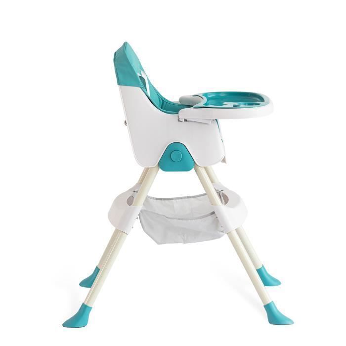 K IKIDO Chaise Haute Évolutive Pliable Et Ajustable Avec Table À Manger Pour Enfants - Charge 15KG - Vert