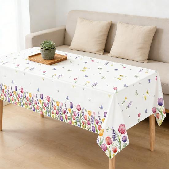 Akvarelový květinový ubrus kulatý tulipán divoká květina párty sváteční ubrus kryt na konferenční stolek pro jídelní stůl piknik grilování párty dekorace
