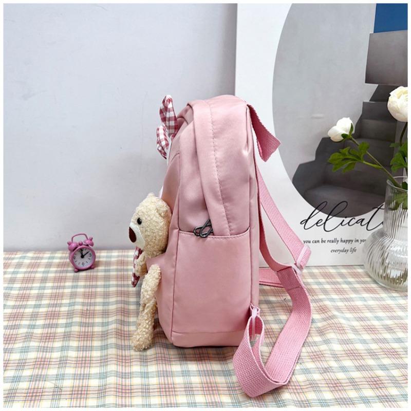 23x10x31cm Purple Kindergarten Children's Backpack Green Cub Stuffed Toy Rucksack Light Cute Rabbit Cartoon Girl Adjustable Shoulder Strap Knapsack