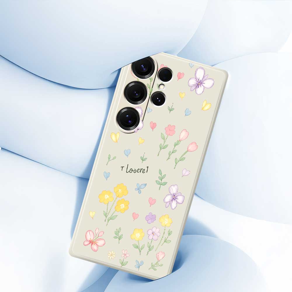 For Samsung Galaxy S25 Ultra Case Small Flowers Pattern Printing Straight Edge TPU Phone Back Cover